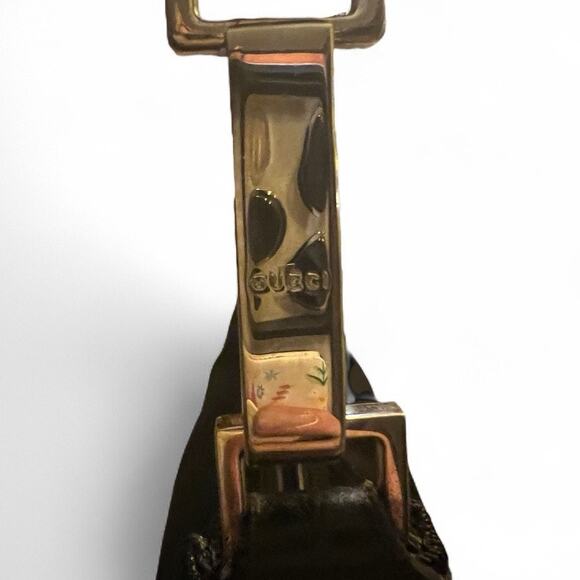 VTG 90s Gucci Nylon Leather Trim Compact Shoulder Bag Black Quiet Luxury Sleek - Picture 6 of 16